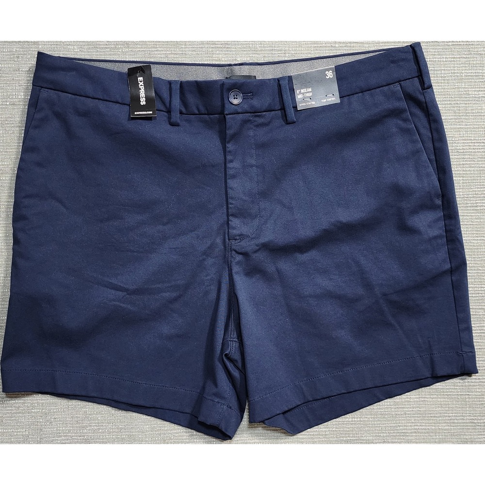 Express Hyper Stretch Men 36 Navy Blue 6 Inch Inseam Mid-Thigh Shorts NWT